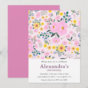 Einladungen zum 38. Geburtstag Boho Floral Rosa