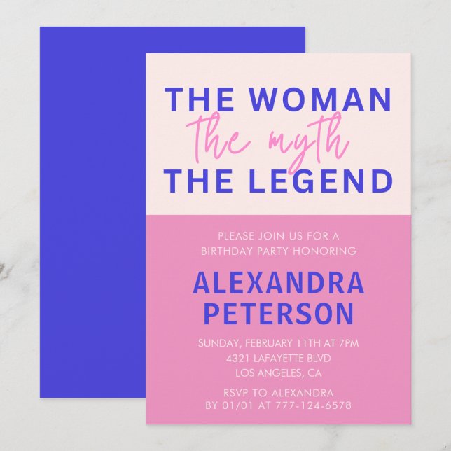 Einladungen zum 39. Geburtstag Spaß Woman Myth Leg (Vorne/Hinten)