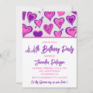 Einladungen zum 44. Geburtstag mit Pink Glam Herz
