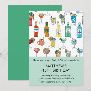 Einladungen zum 45. Geburtstag Cocktail Modern