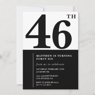 Einladungen zum 46. Geburtstag Schwarz und Weiß El