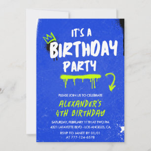 Einladungen zum 4. Geburtstag Junge Graffiti Sprüh