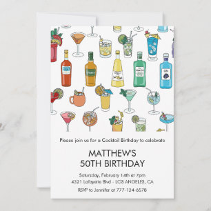 Einladungen zum 50. Geburtstag Cocktail Modern