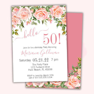 Einladungen zum 50. Geburtstag Pink Floral Moderne