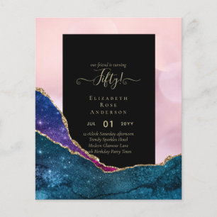 Einladungen zum 50. Geburtstagsfeier Glitter Glamo Flyer