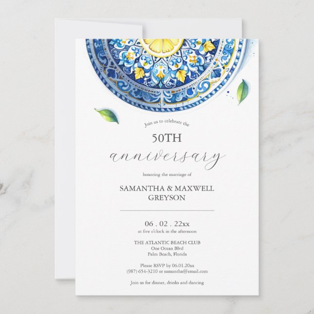 Einladungen zum 50. Hochzeitstag Alfresco (Vorderseite)