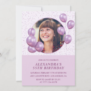 Einladungen zum 55. Geburtstag Balloons Foto Lila