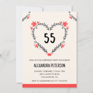 Einladungen zum 55. Geburtstag für sie, florales H