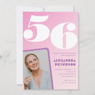 Einladungen zum 56. Geburtstag in Rosa Retro-Foto