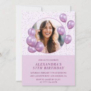Einladungen zum 57. Geburtstag Balloons Foto Lila