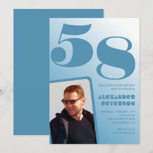 Einladungen zum 58. Geburtstag mit blauem Männerfo