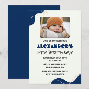 Einladungen zum 5. Geburtstag Boy Navy Einfaches F