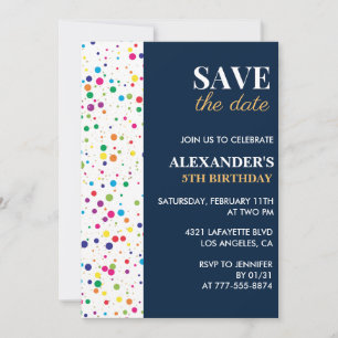 Einladungen zum 5. Geburtstag Save the Date Confet
