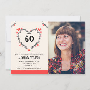 Einladungen zum 60. Geburtstag für ihr Blumenherz