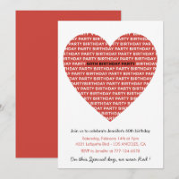 Einladungen zum 60. Geburtstag Typografie Red Blac