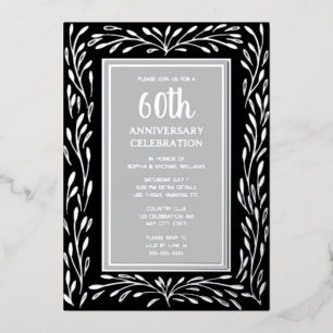 Einladungen zum 60. Hochzeitstag Schwarz Grau