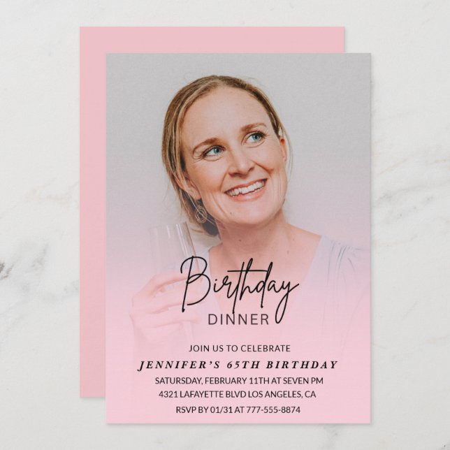 Einladungen zum 65. Geburtstag Geburtstag Abendess (Vorne/Hinten)