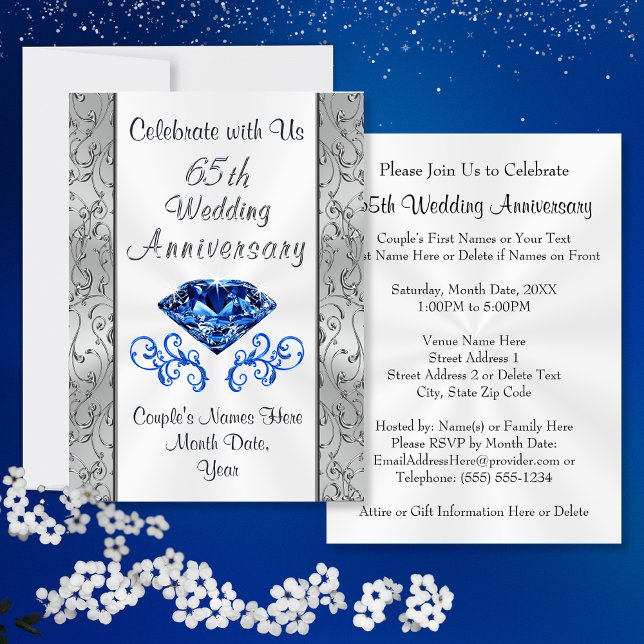 Einladungen zum 65. Hochzeitstag (65th Wedding Anniversary Invitations. Sapphire Wedding Anniversary. What is the symbol for 65th wedd)