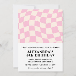 Einladungen zum 6. Geburtstag überprüft Retro Rosa