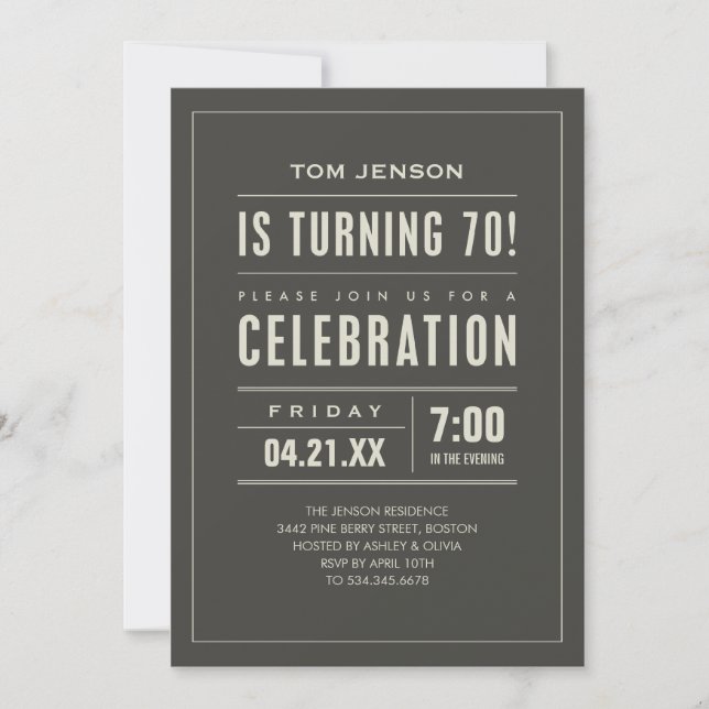 Einladungen zum 70. Geburtstag (Vorderseite)