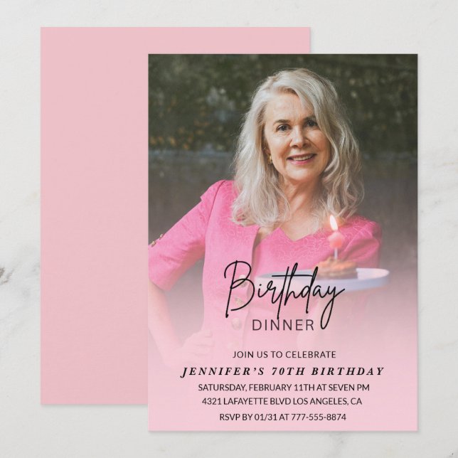 Einladungen zum 70. Geburtstag Geburtstag Abendess (Vorne/Hinten)