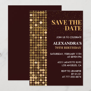 Einladungen zum 70. Geburtstag Save the Date Gold