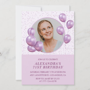 Einladungen zum 71. Geburtstag Foto Lila Ballons