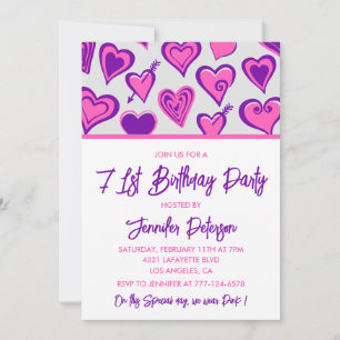 Einladungen zum 71. Geburtstag mit Pink Glam Herz