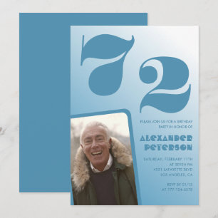 Einladungen zum 72. Geburtstag mit blauem Männerfo