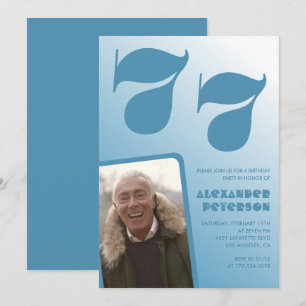 Einladungen zum 77. Geburtstag Blue Men Photo grad