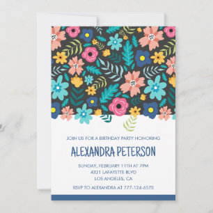 Einladungen zum 77. Geburtstag Floral Pattern