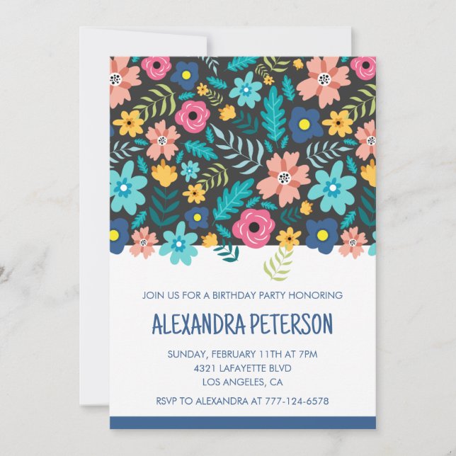 Einladungen zum 79. Geburtstag Floral Pattern (Vorderseite)
