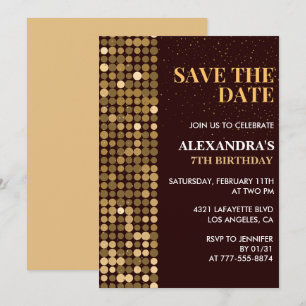 Einladungen zum 7. Geburtstag Save the Date Gold