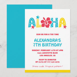 Einladungen zum 7. Geburtstag Tropical Aloha Hawai