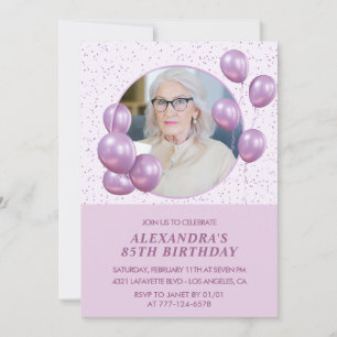 Einladungen zum 85. Geburtstag Ballons Foto Lila