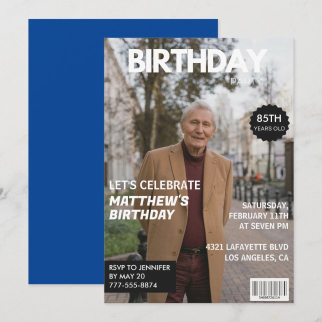 Einladungen zum 85. Geburtstag Männer Him Magazine (Vorne/Hinten)