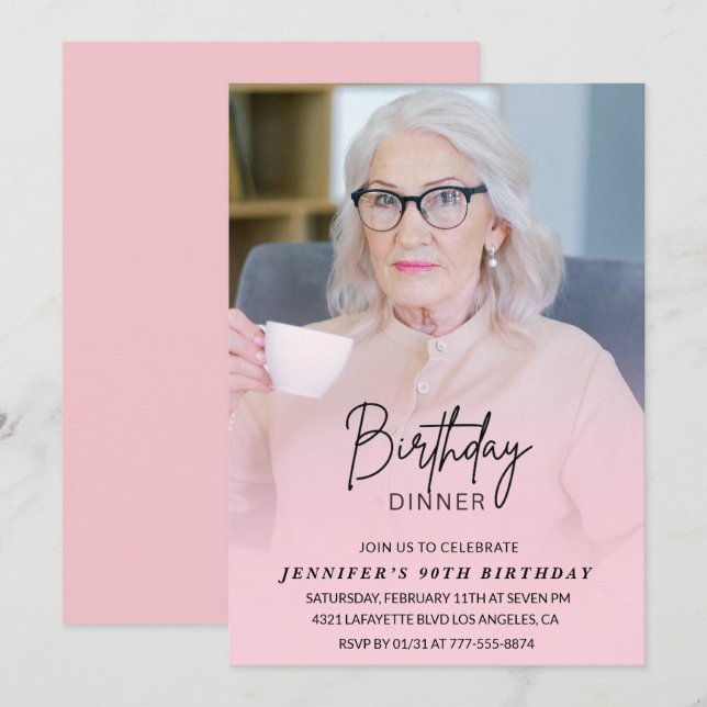Einladungen zum 90. Geburtstag Geburtstagsfest Fot (Vorne/Hinten)