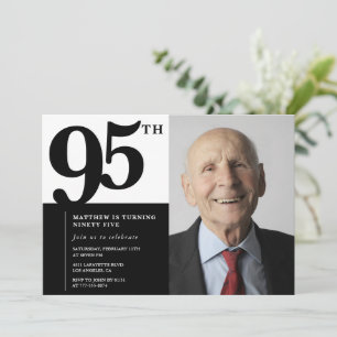 Einladungen zum 95. Geburtstag Schwarz Elegant Chi