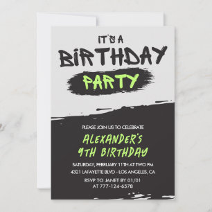 Einladungen zum 9. Geburtstag Graffiti Junge Spray