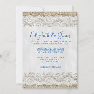 Einladungen zum Blue & White Rustic Lace Wedding