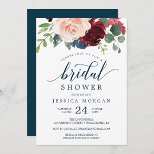 Einladungen zum Brautparty Navy und Burgund