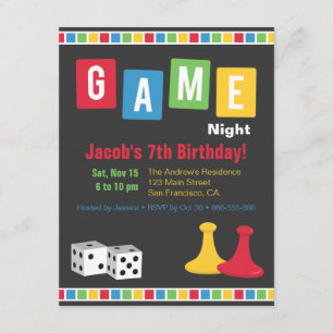 Einladungen zum Brettspiel-Abend für Kindergeburts