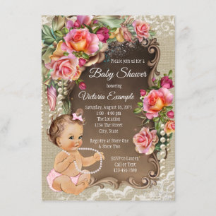 Einladungen zum Burlap Lace Baby Shower