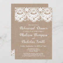 Einladungen zum Burlap- und Lace Probe Dinner