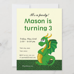 Einladungen zum Cartoon-Geburtstag von Dragon