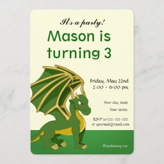 Einladungen zum Cartoon-Geburtstag von Dragon