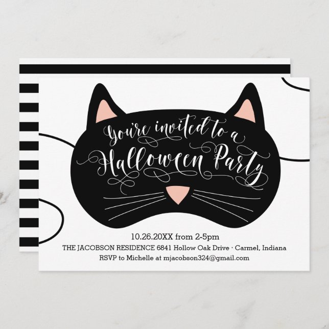 Einladungen zum Cat Mask Halloween-Party (Vorne/Hinten)
