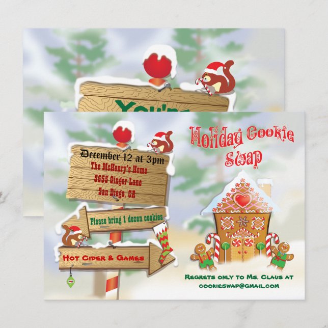 Einladungen zum Cookie-Swap für Nordpol (Vorne/Hinten)