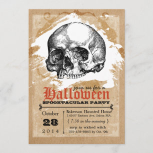 Einladungen zum Creepy Skull Halloween-Party