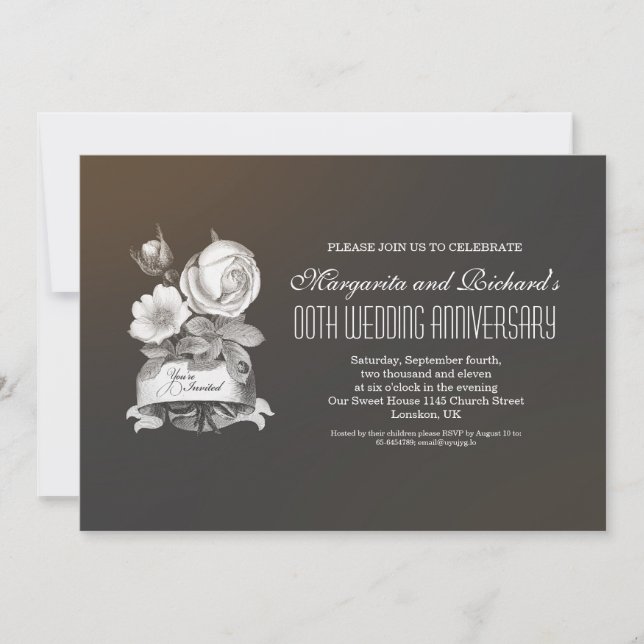 Einladungen zum eleganten Vintage Hochzeitstag (Vorderseite)